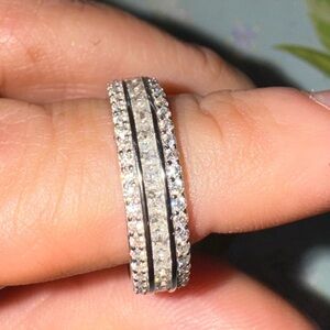 Triple-Row Moissanite Eternity Band Ring in Silver